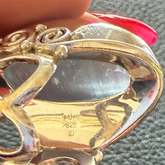 Vintage Sajen Sterling Silver Blue Moonstone Statement Ring – Size 8 Adjustable - Picture 7 of 10